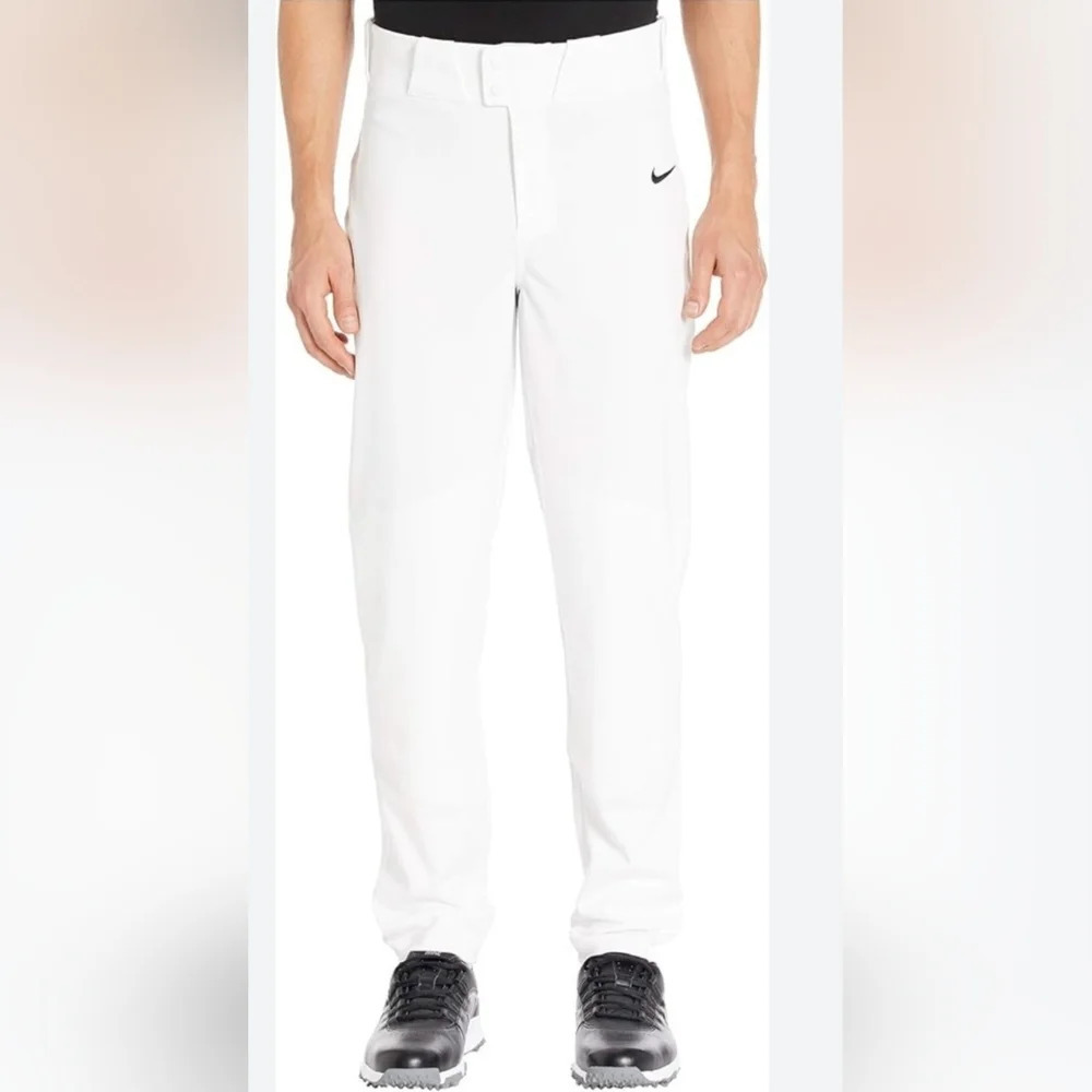 Nike Vapor Men's Baseball Pants-White and Navy Blue, Unhemmed